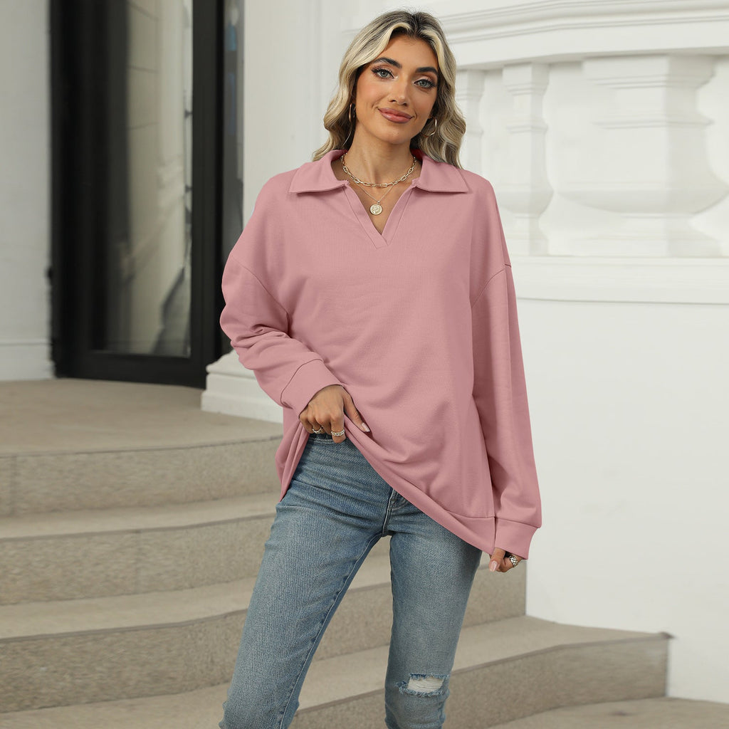 Pulover damă cu guler tip cămașă și croială lejeră - 9 - Modariox