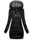 Rochie casual damă cu glugă, mâneci lungi și imprimeu modern - 3 - Modariox