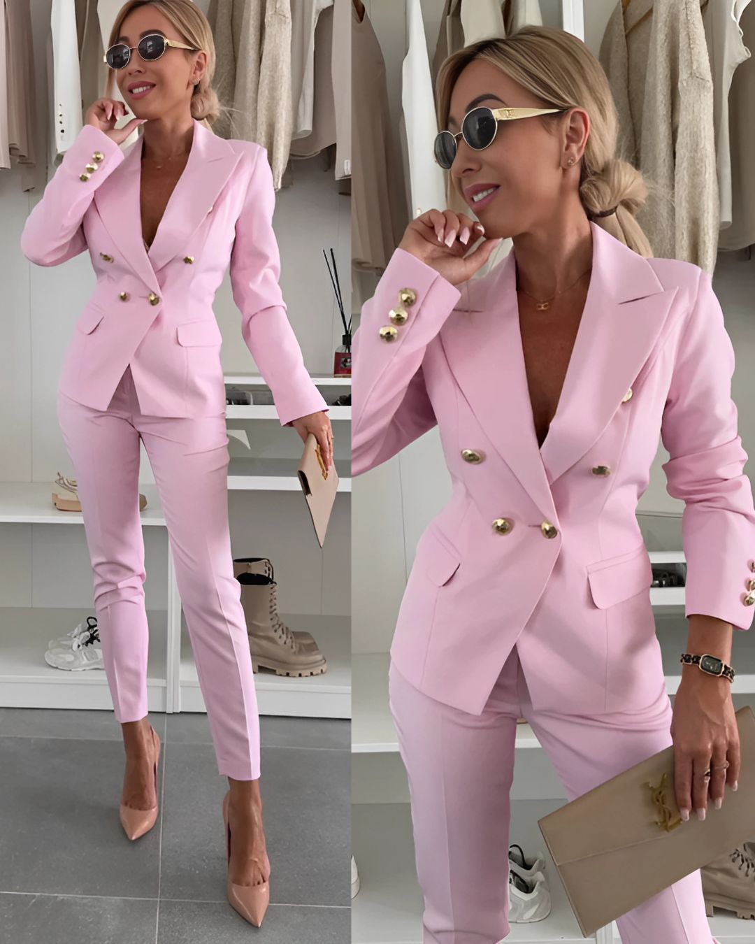 Blazer damă cu două rânduri de nasturi și croială ajustată - 5 - Modariox