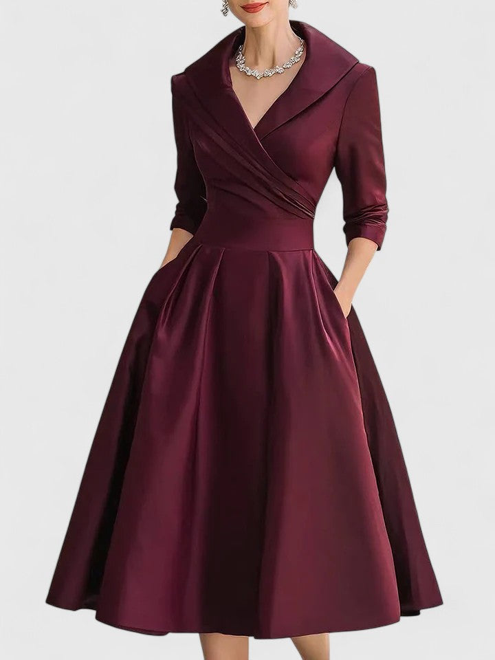 Rochie elegantă de damă cu siluetă evazată și guler sofisticat - 6 - Modariox