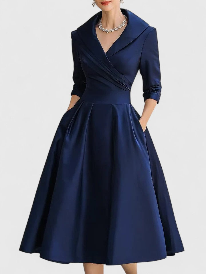 Rochie elegantă de damă cu siluetă evazată și guler sofisticat - 5 - Modariox