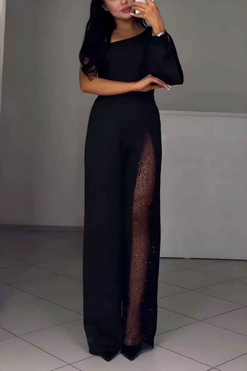 Salopetă elegantă damă cu un singur umăr și crăpătură laterală - 3 - Modariox