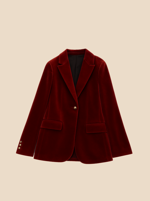 Blazer din catifea verde cu guler clasic și detalii aurii | M&R - 8 - Modariox