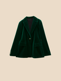 Blazer din catifea verde cu guler clasic și detalii aurii | M&R - 3 - Modariox