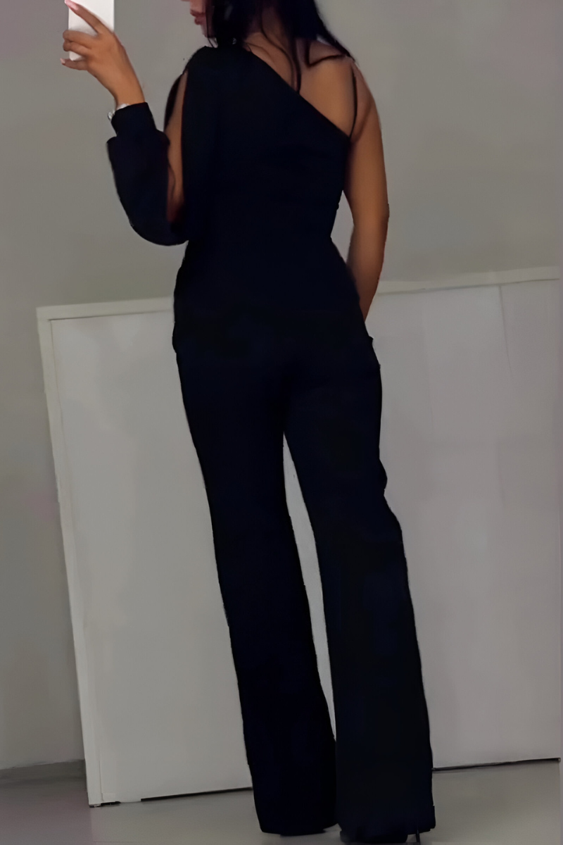Salopetă elegantă damă cu un singur umăr și crăpătură laterală - 2 - Modariox