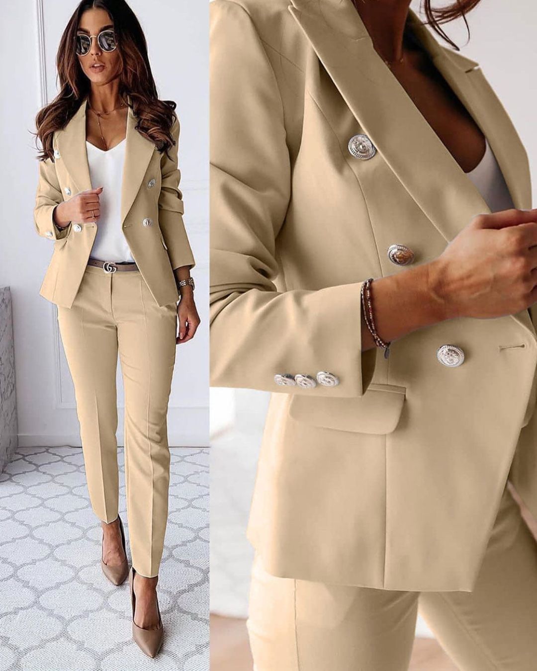 Blazer damă cu două rânduri de nasturi și croială ajustată - 3 - Modariox