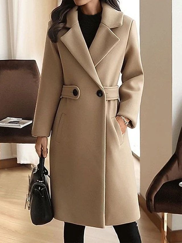 Palton elegant damă cu croială ajustată și guler ascuțit - 4 - Modariox