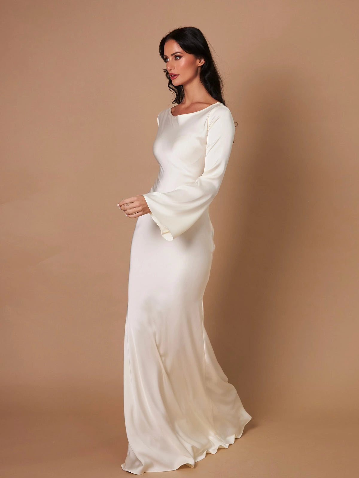 Rochie Maxi de Damă cu Mâneci Flare și Croială Fluidă | M&R - 16 - Modariox