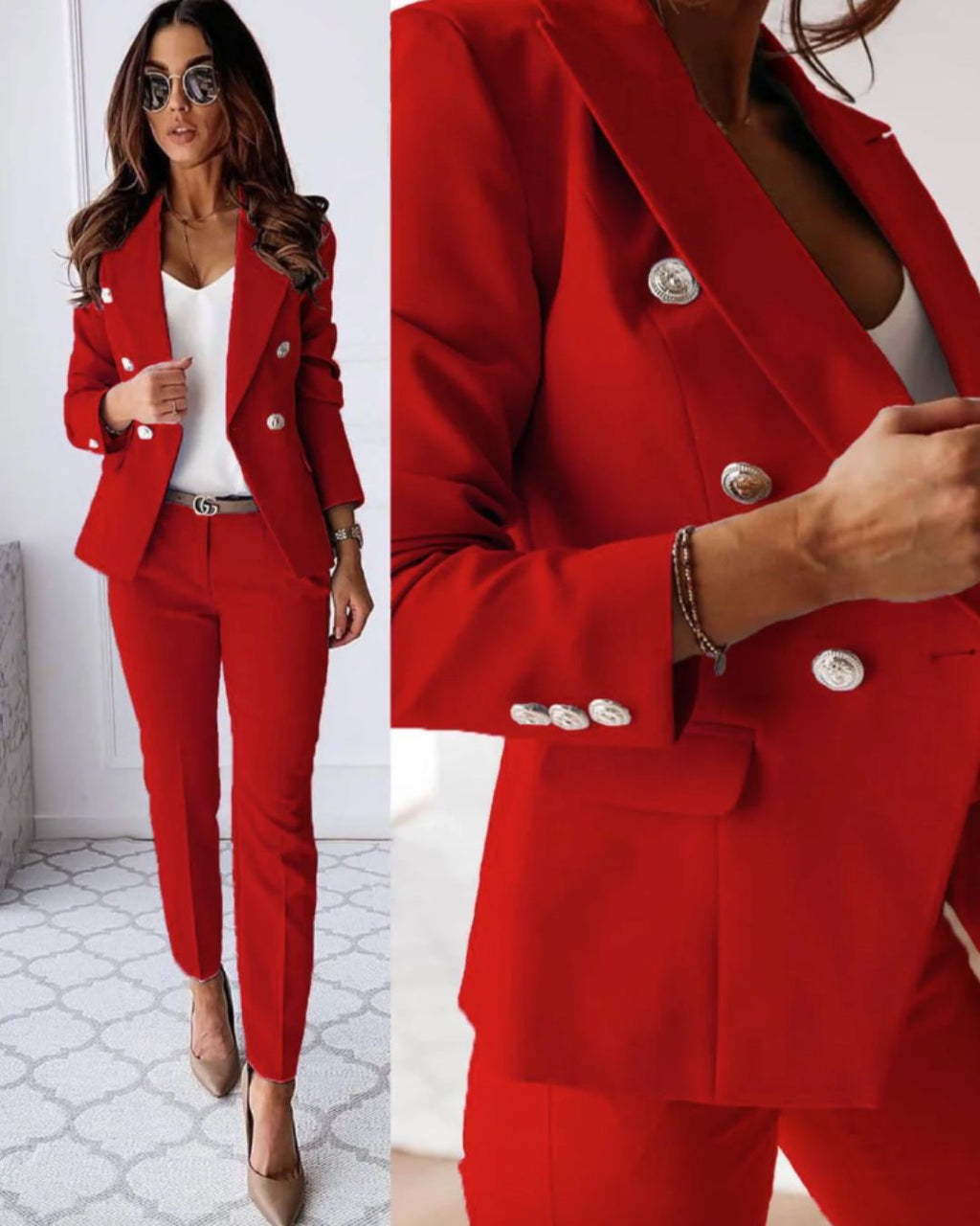 Blazer damă cu două rânduri de nasturi și croială ajustată - 4 - Modariox