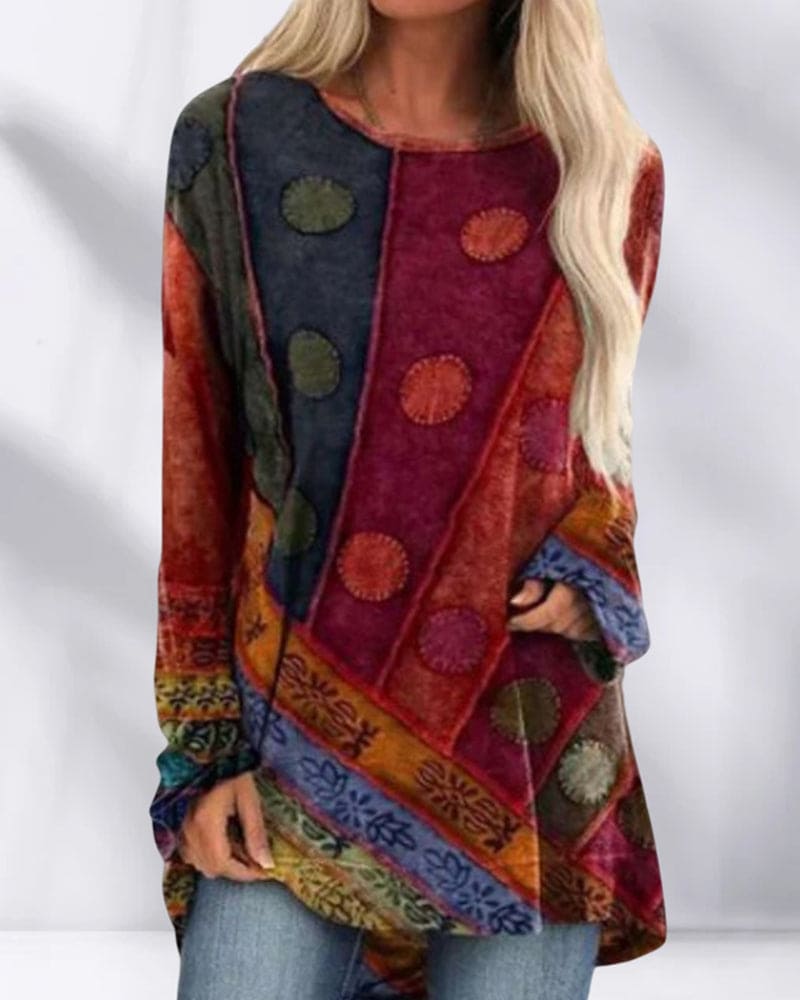 Bluză Boho cu Croi Oversized și Model Colorat | M&R - 4 - Modariox