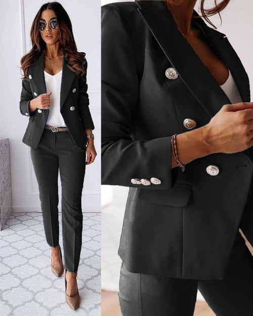 Blazer damă cu două rânduri de nasturi și croială ajustată - 2 - Modariox