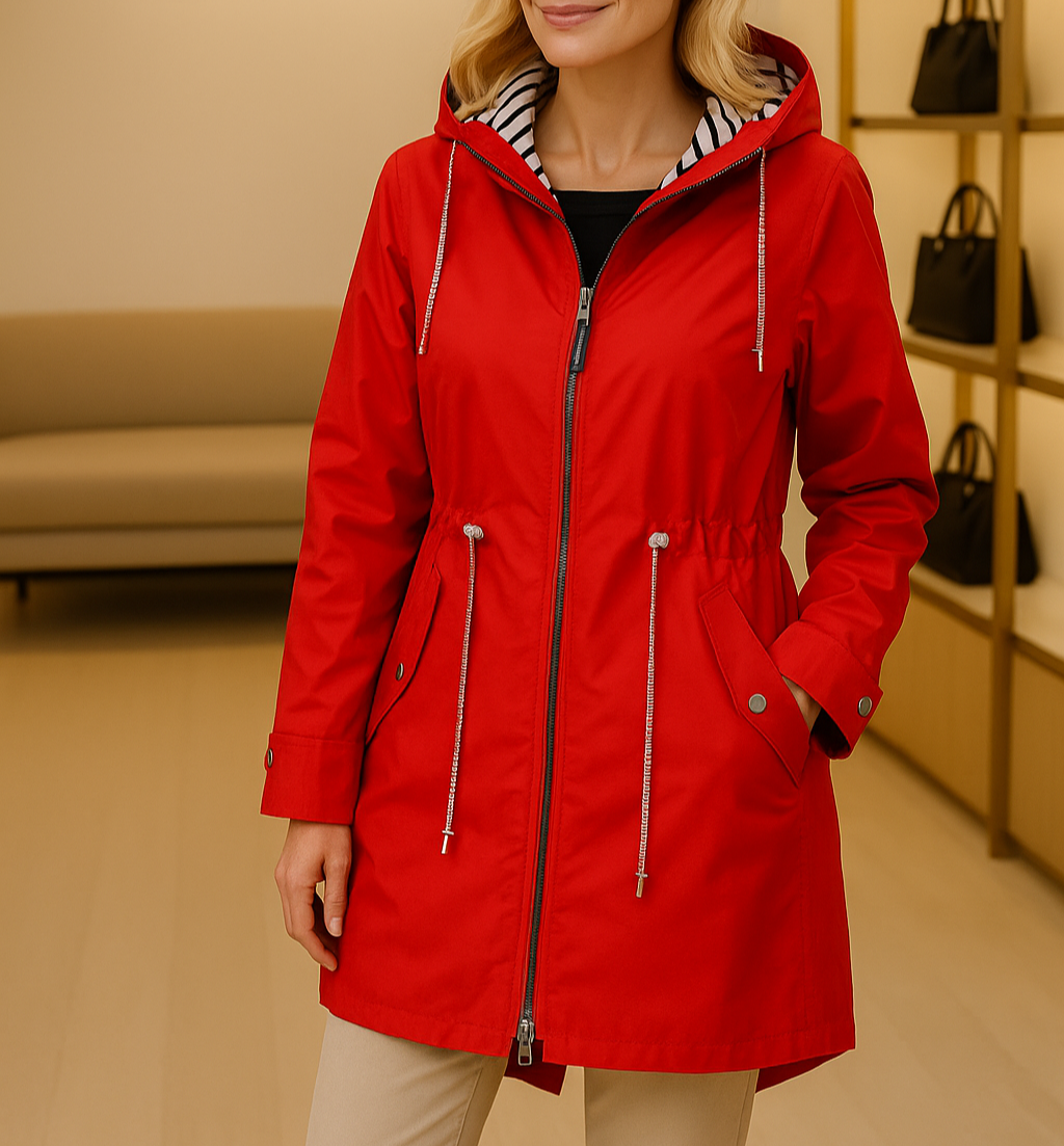 Parka damă cu glugă, material impermeabil și talie ajustabilă | M&R - 8 - Modariox