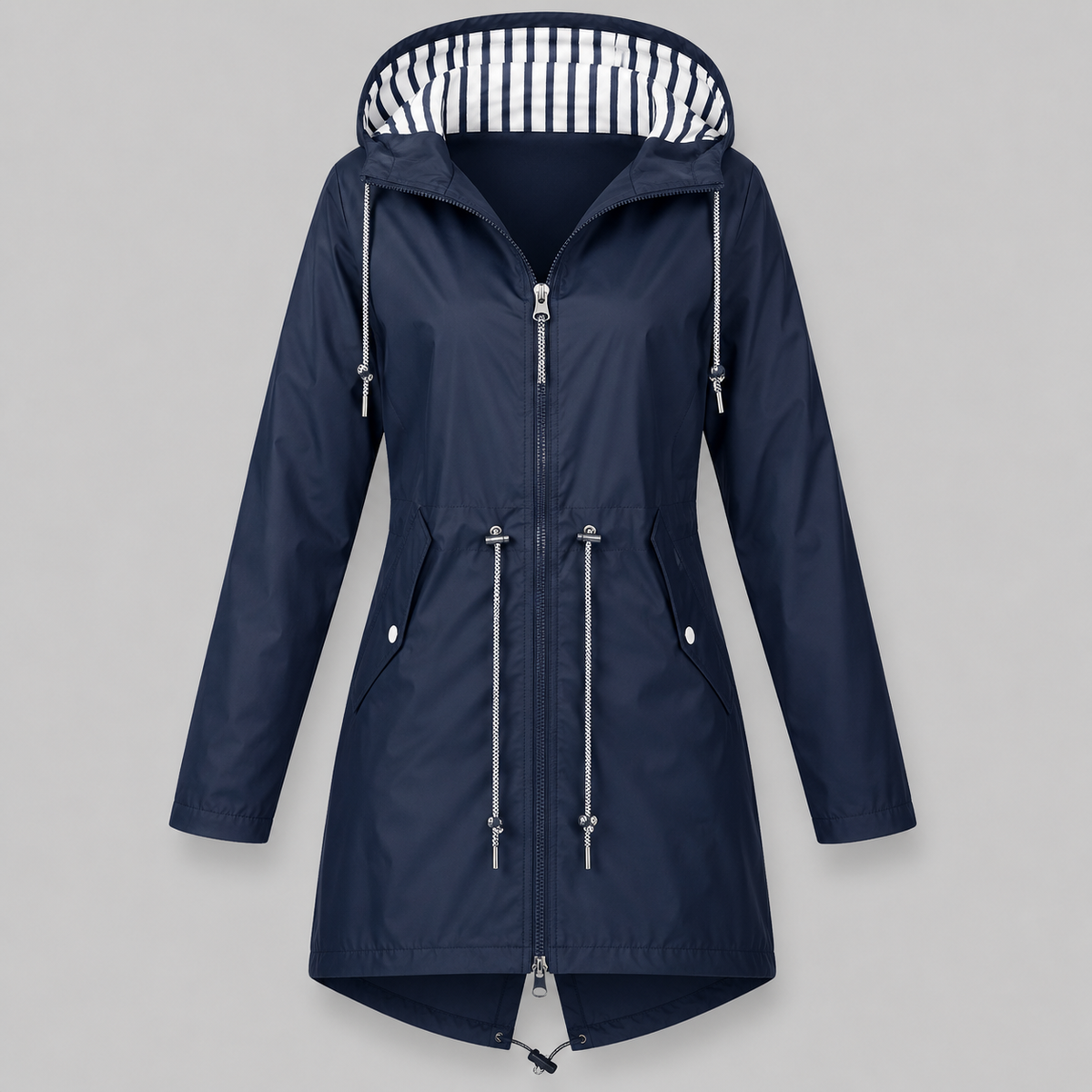 Parka damă cu glugă, material impermeabil și talie ajustabilă | M&R - 9 - Modariox