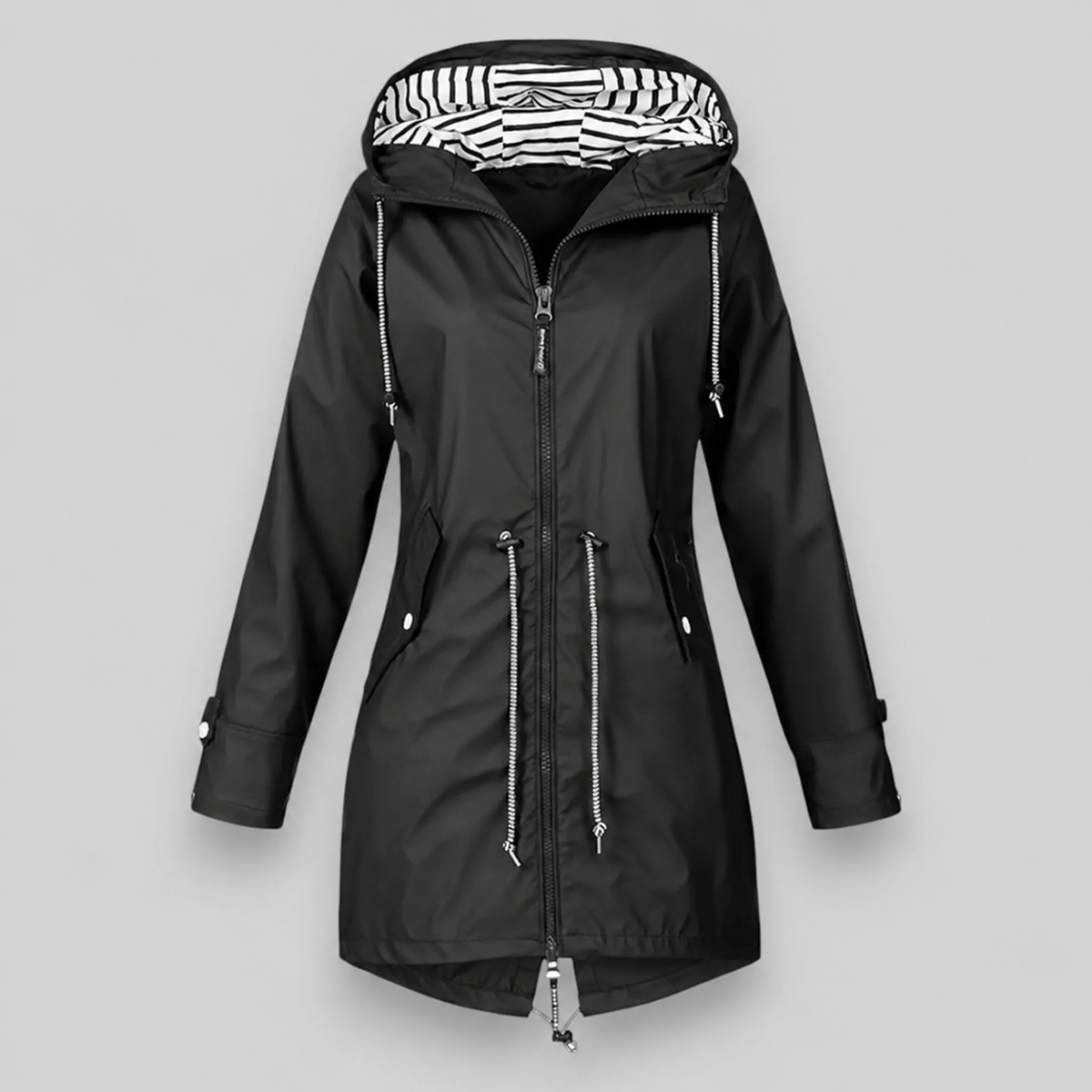 Parka damă cu glugă, material impermeabil și talie ajustabilă | M&R - 5 - Modariox