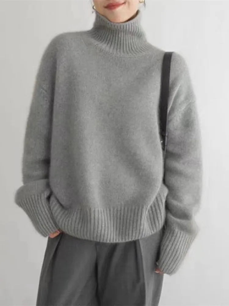 Pullover Damă cu Guler Înalt și Croială Lejeră - 3 - Modariox