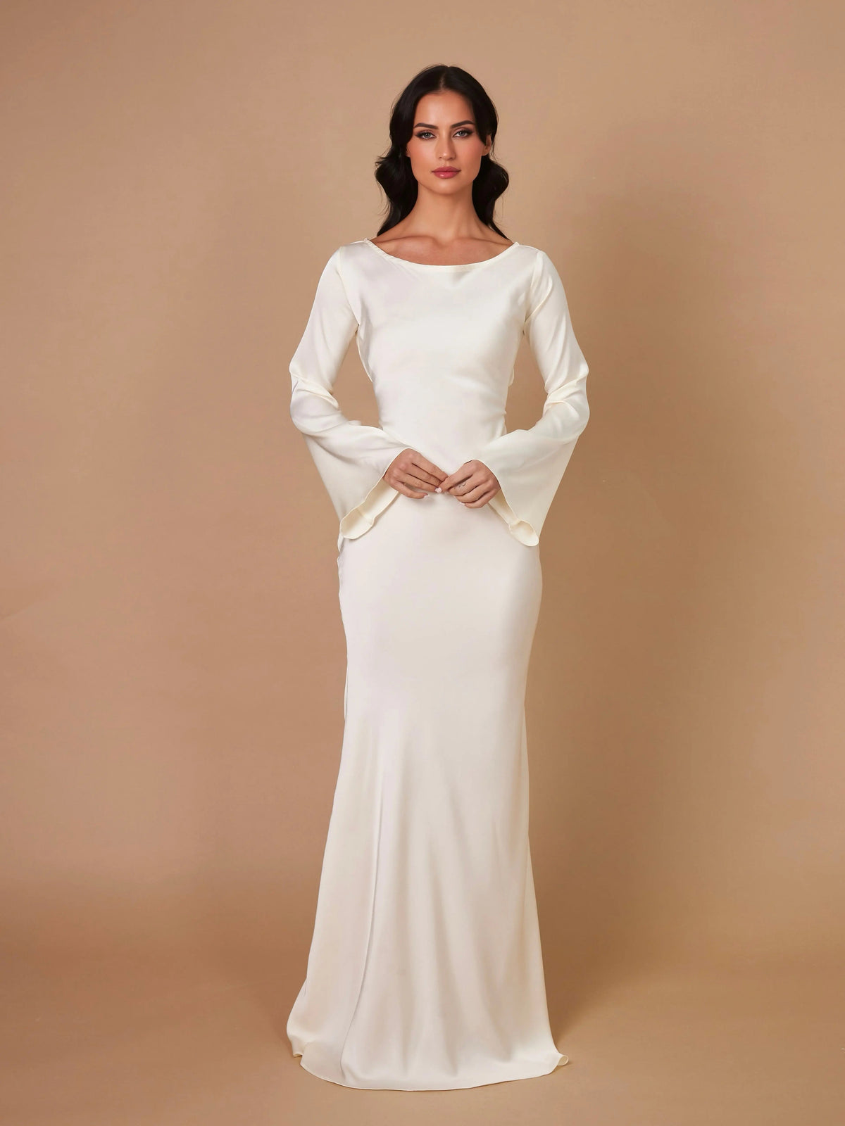 Rochie Maxi de Damă cu Mâneci Flare și Croială Fluidă | M&R - 15 - Modariox