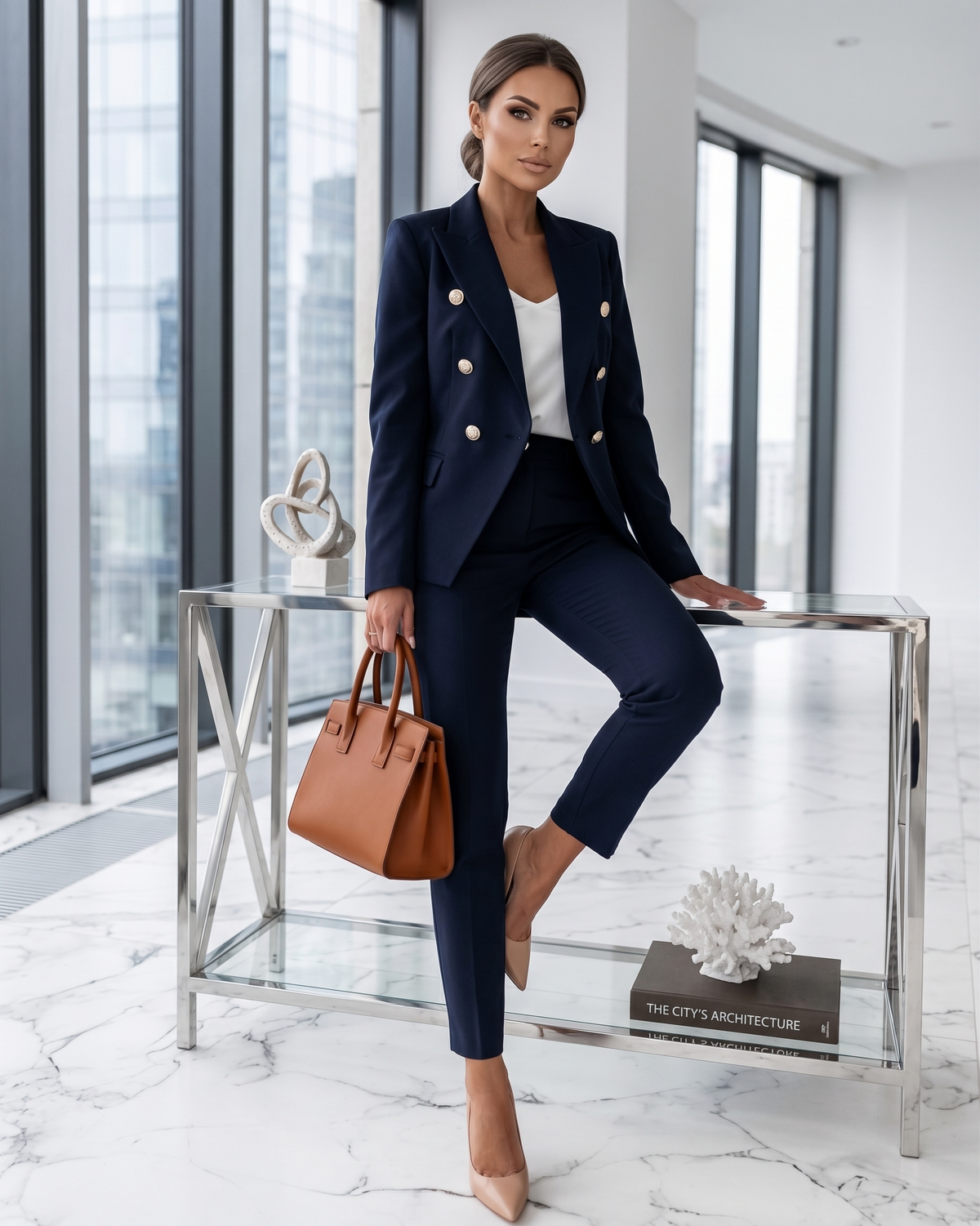 Costum Elegant Damă cu Blazer și Pantaloni cu Accente Strălucitoare | M&R - 3 - Modariox