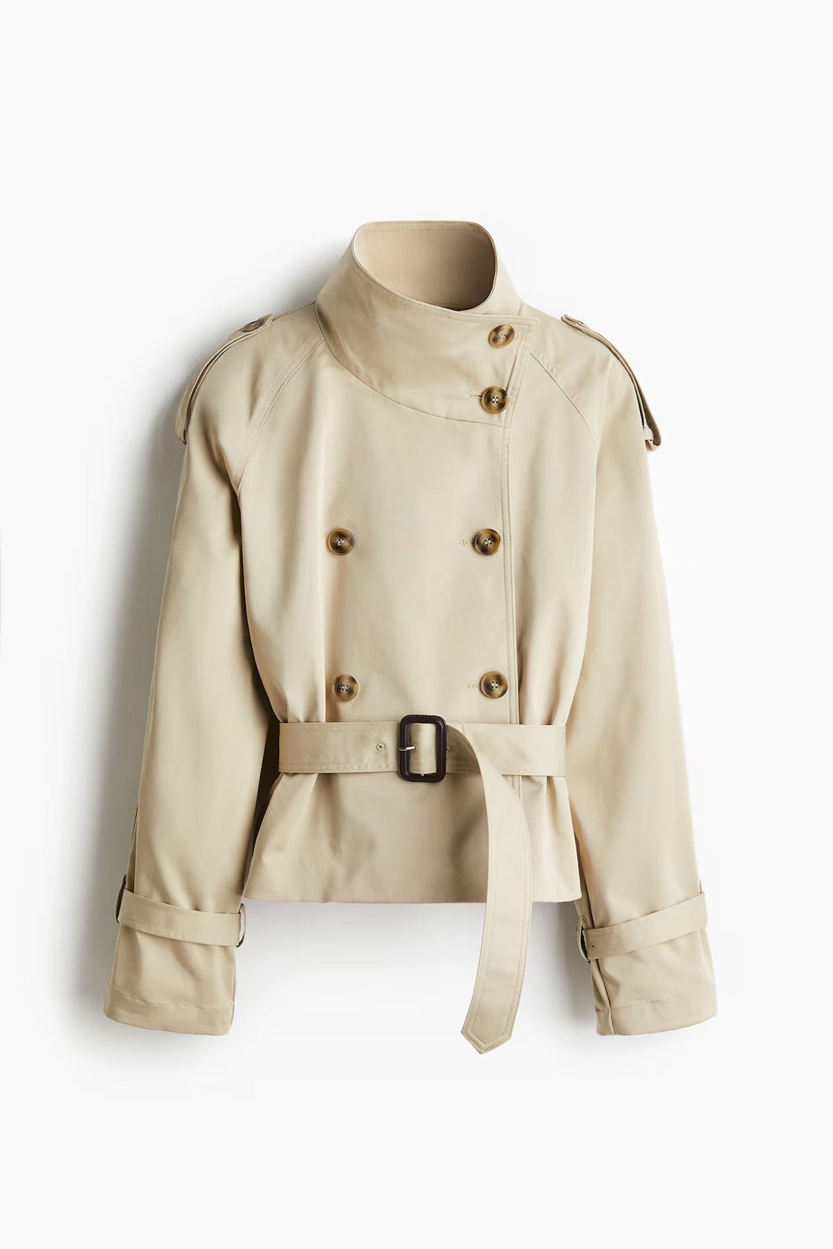 Trench Coat Scurt cu Curea si Croiala Ajustata | M&R - 1 - Modariox