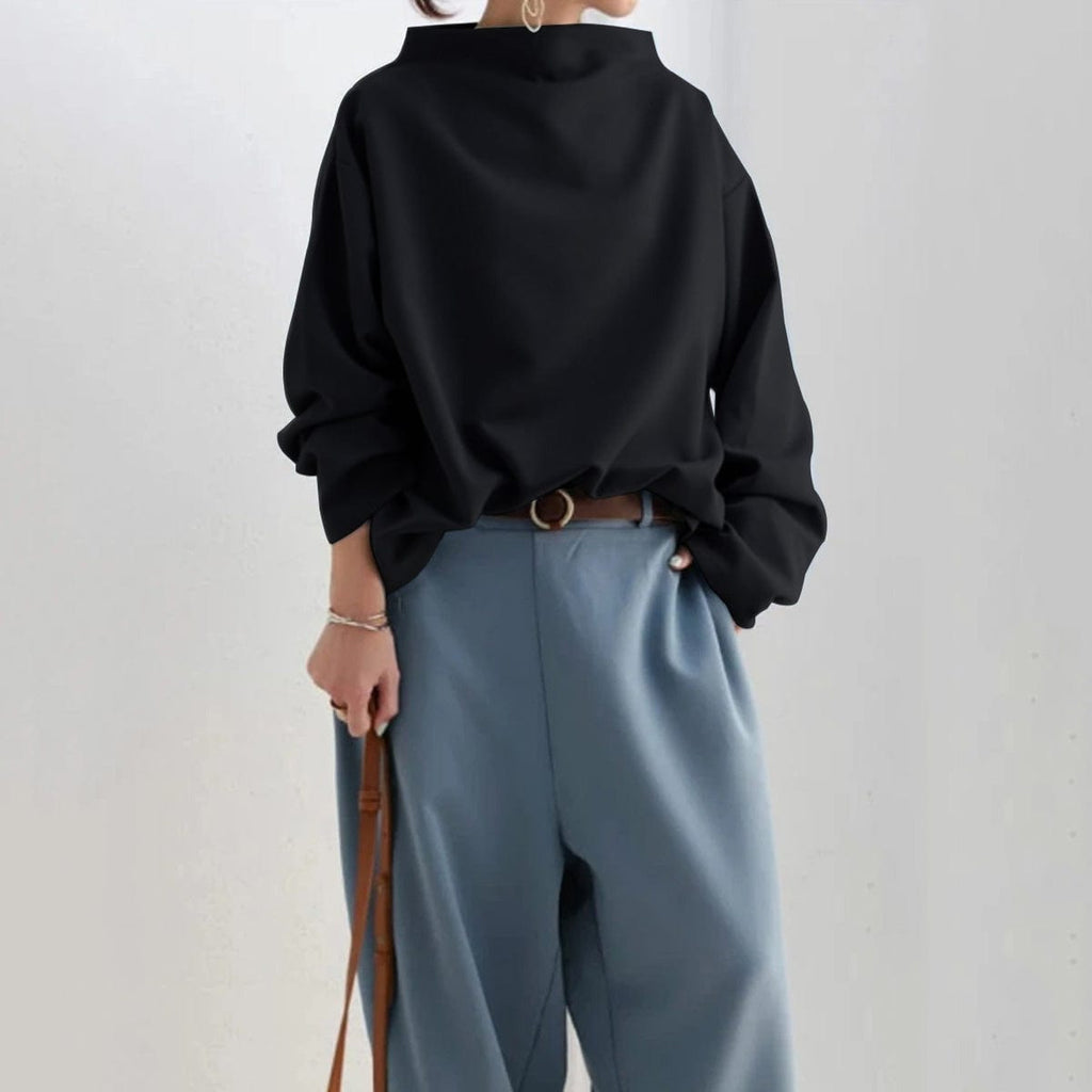 Pulover damă cu guler înalt și mâneci ample - 7 - Modariox