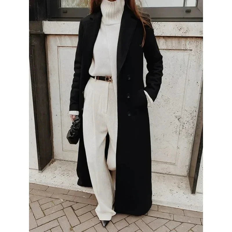 Palton lung elegant cu croială ajustată | M&R - 2 - Modariox