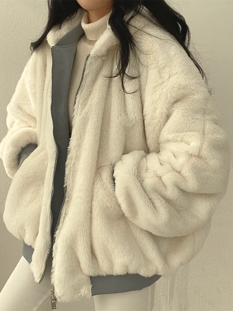 Geacă damă oversized cu guler căptușit și fermoar - 4 - Modariox