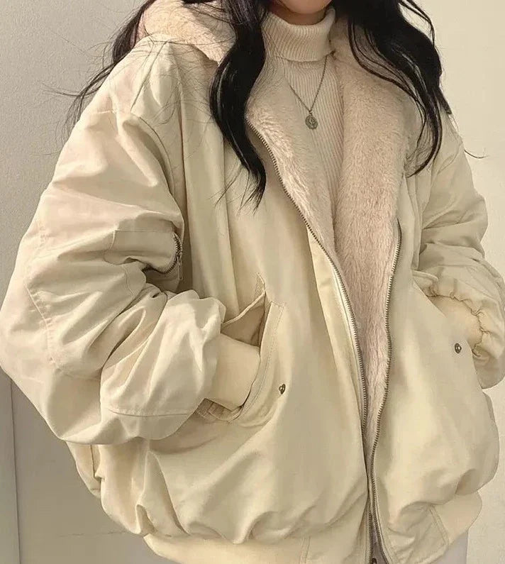 Geacă damă oversized cu guler căptușit și fermoar - 7 - Modariox
