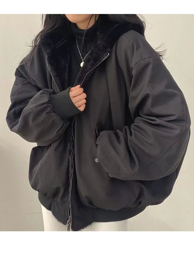 Geacă damă oversized cu guler căptușit și fermoar - 1 - Modariox