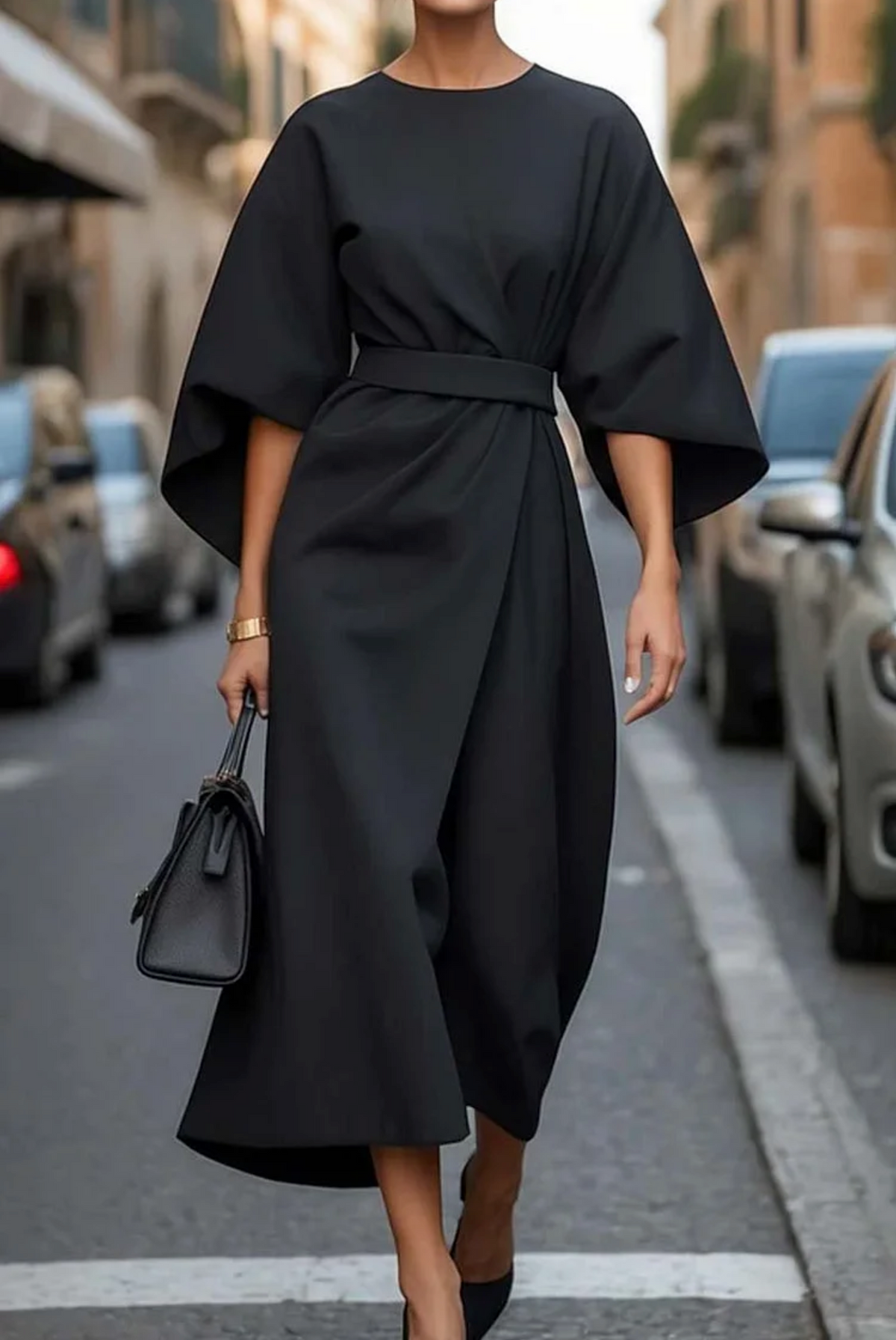 Rochie maxi damă cu croi lejer și mâneci ample - 3 - Modariox