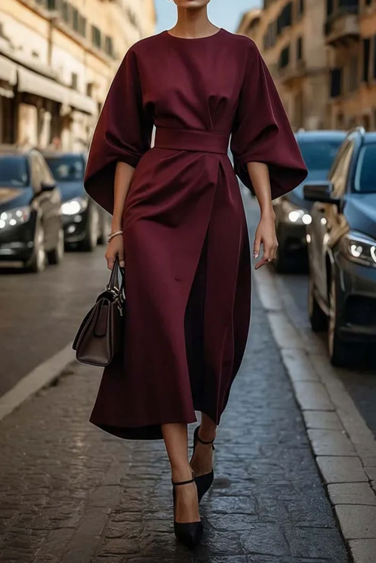 Rochie maxi damă cu croi lejer și mâneci ample - 4 - Modariox