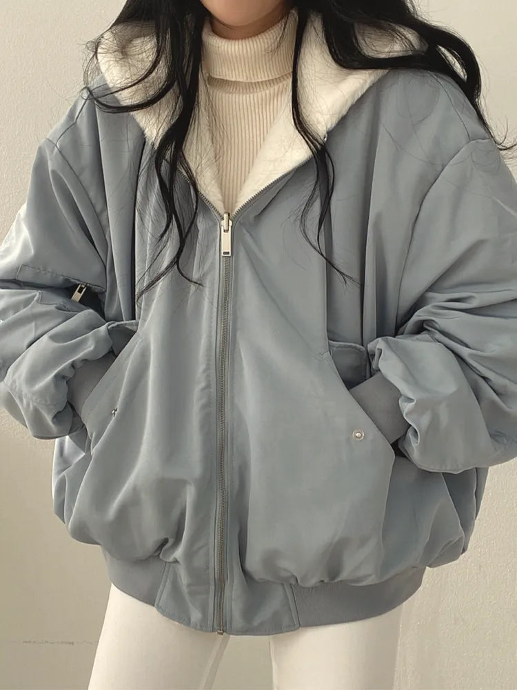 Geacă damă oversized cu guler căptușit și fermoar - 3 - Modariox