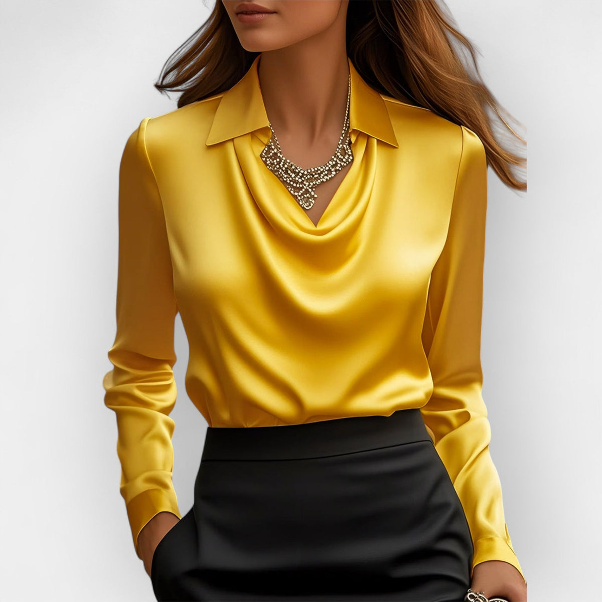 Bluză elegantă de damă cu decolteu în V și mâneci lungi | M&R - 10 - Modariox