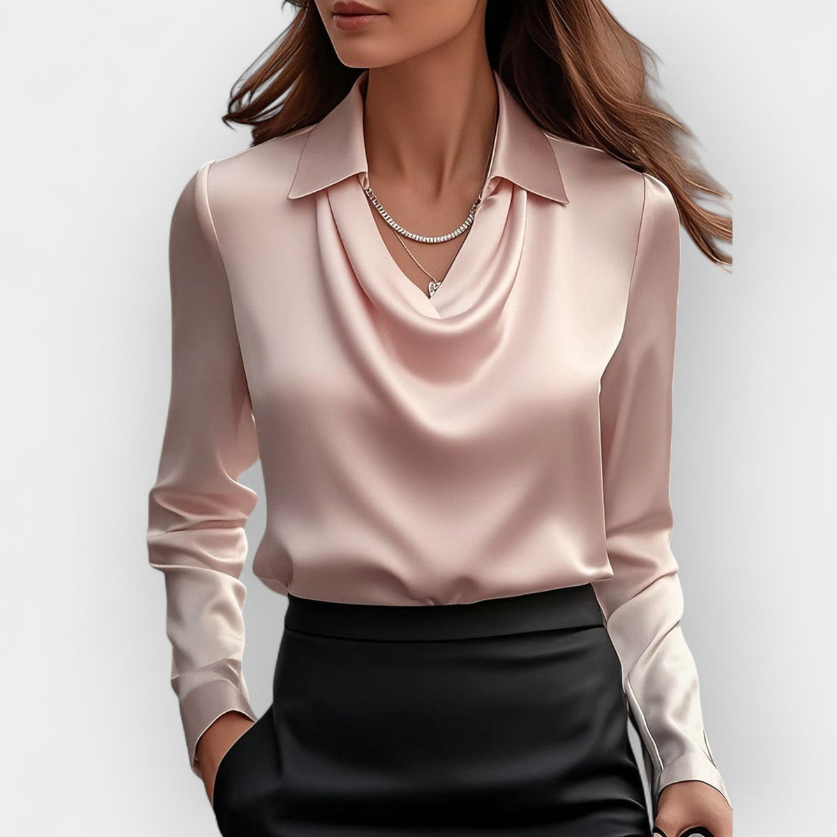 Bluză elegantă de damă cu decolteu în V și mâneci lungi | M&R - 9 - Modariox