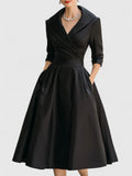 Rochie elegantă de damă cu siluetă evazată și guler sofisticat - 4 - Modariox