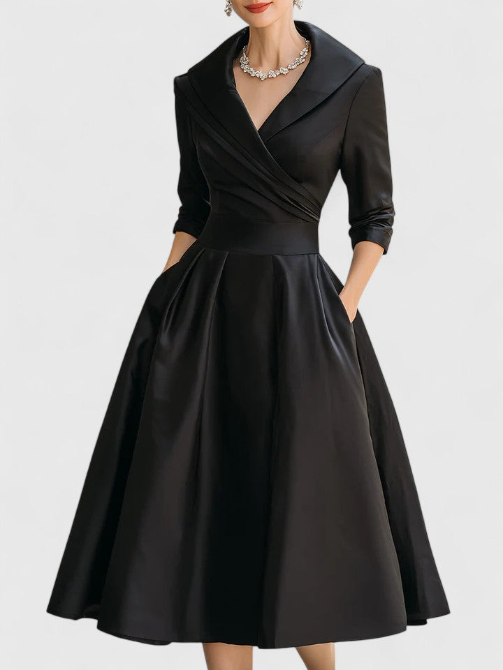 Rochie elegantă de damă cu siluetă evazată și guler sofisticat - 4 - Modariox