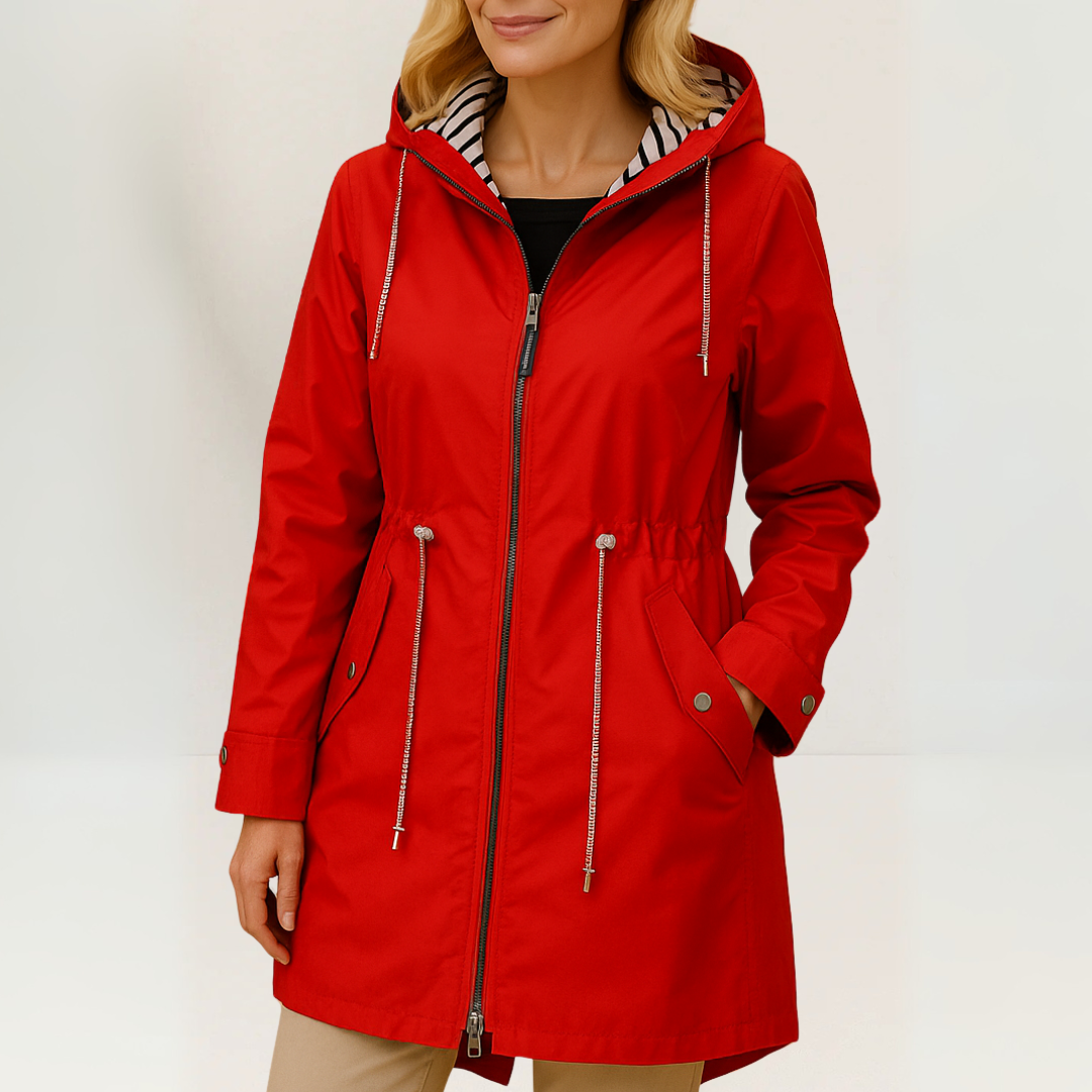 Parka damă cu glugă, material impermeabil și talie ajustabilă | M&R - 6 - Modariox
