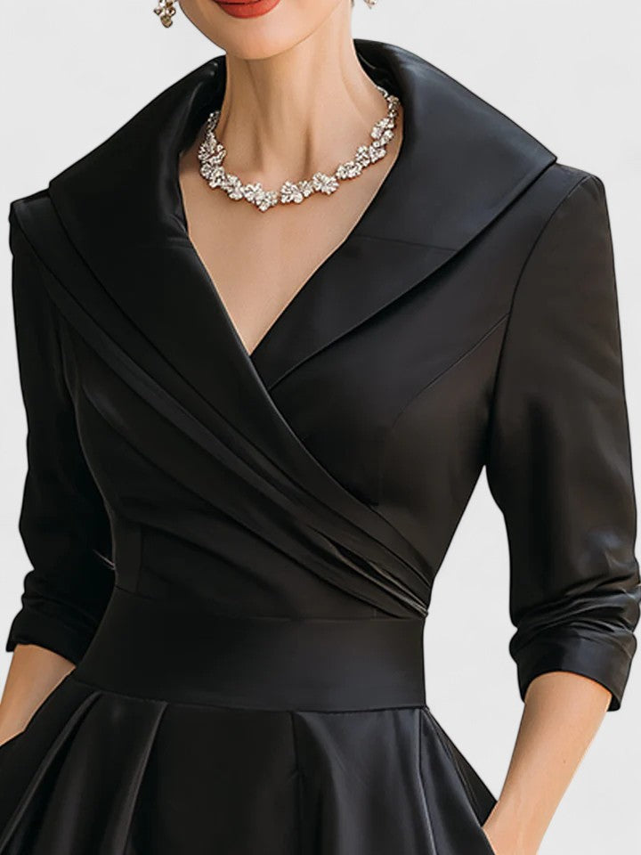 Rochie elegantă de damă cu siluetă evazată și guler sofisticat - 1 - Modariox