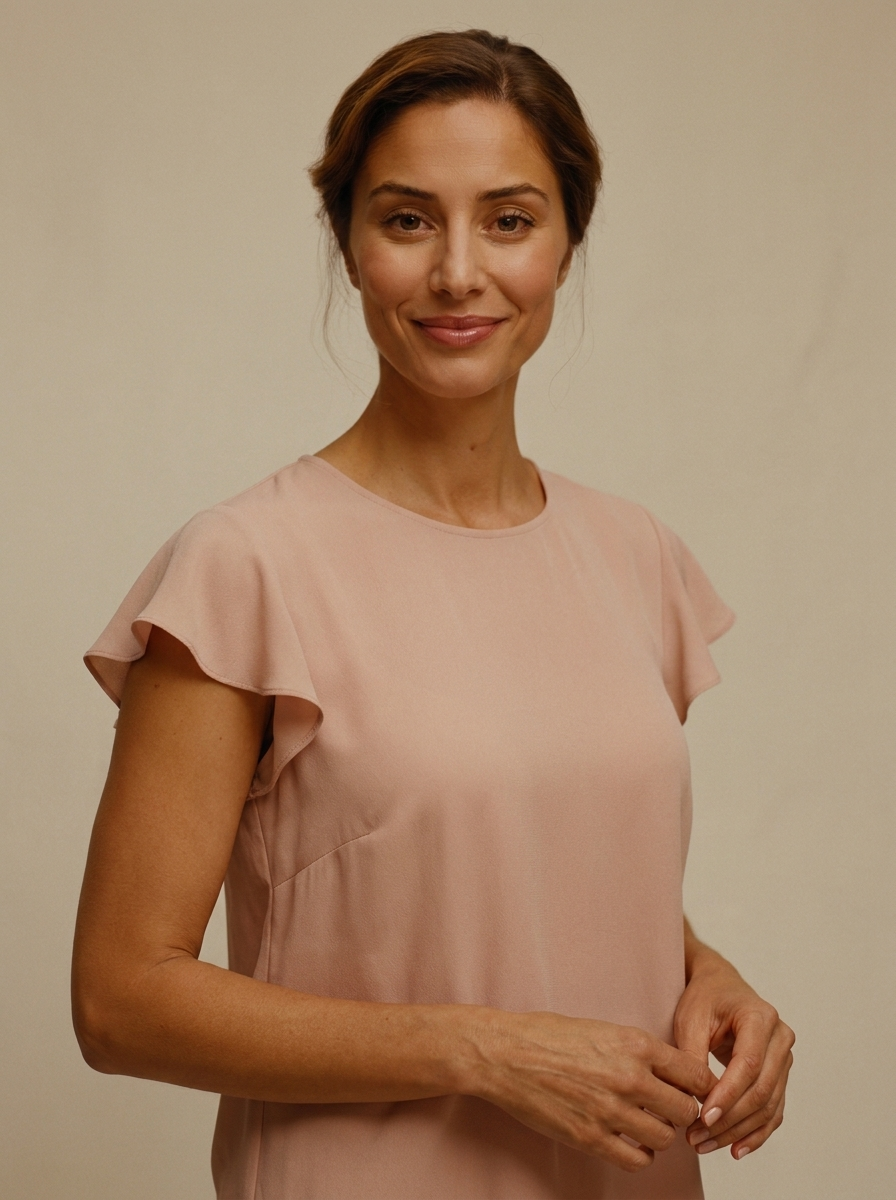 Bluză Blush cu Mâneci cu Volane — Modariox