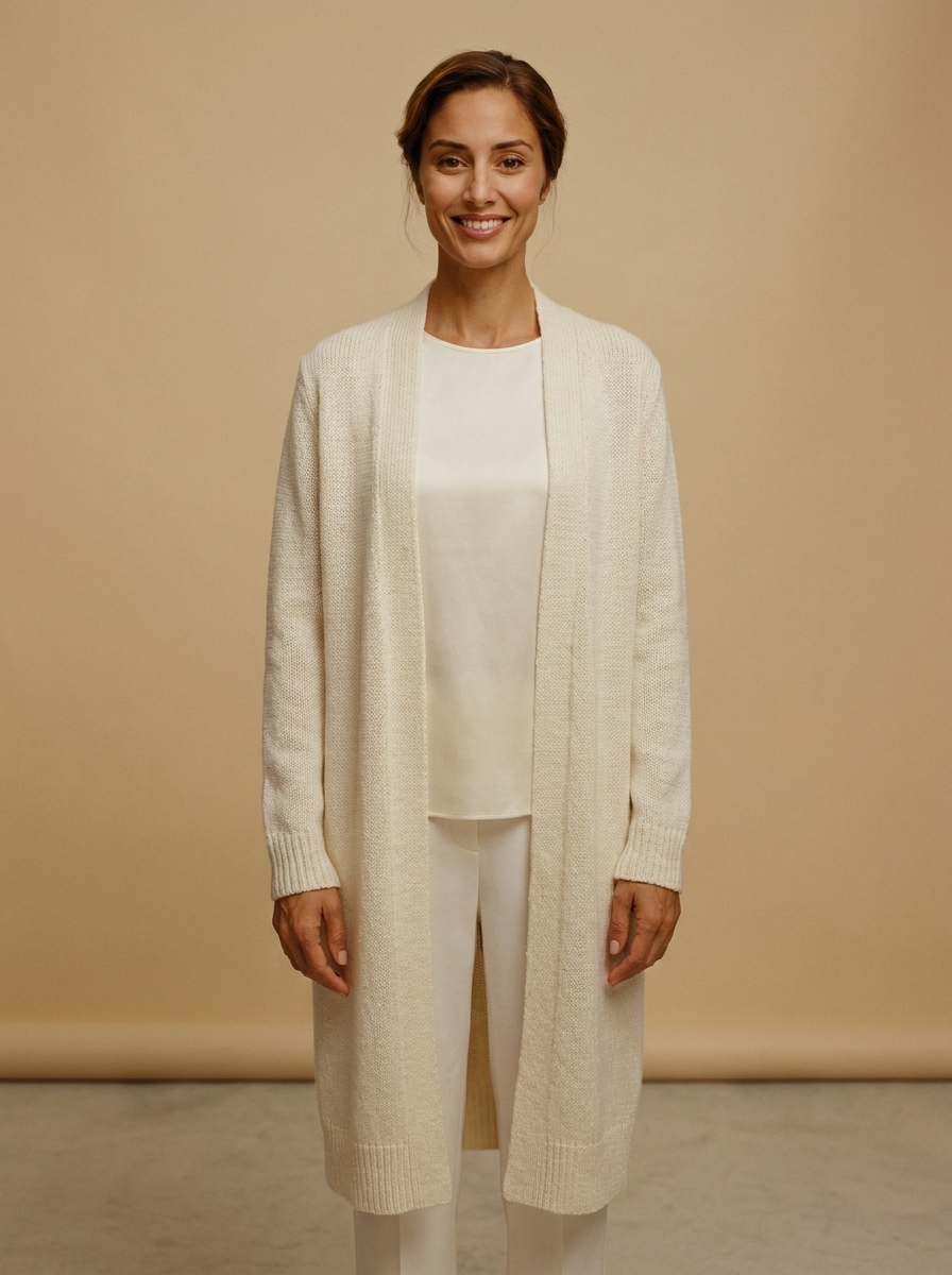 Cardigan Lung Ivoire din Tricot — Modariox