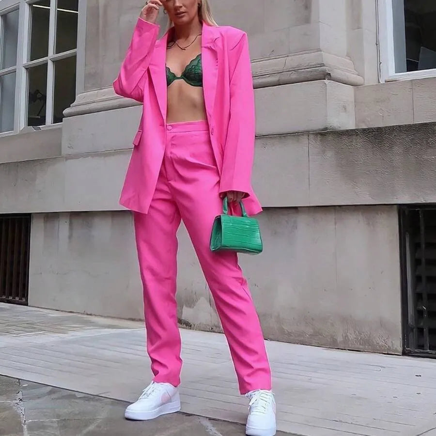 Costum elegant damă cu sacou oversized și pantaloni largi - 3 - Modariox