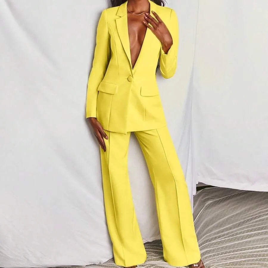 Costum elegant damă cu sacou oversized și pantaloni largi - 5 - Modariox