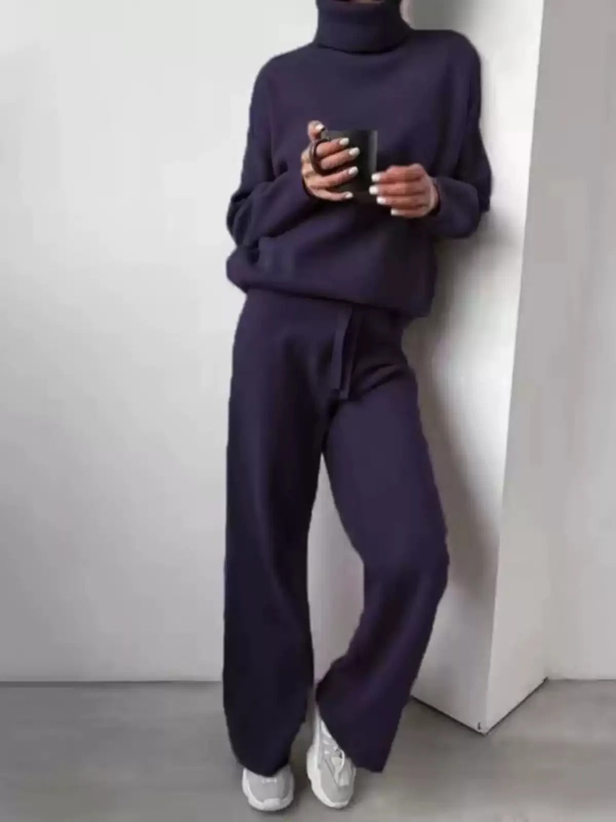 Set două piese lejer cu pulover și pantaloni lărgi | M&R - 2 - Modariox
