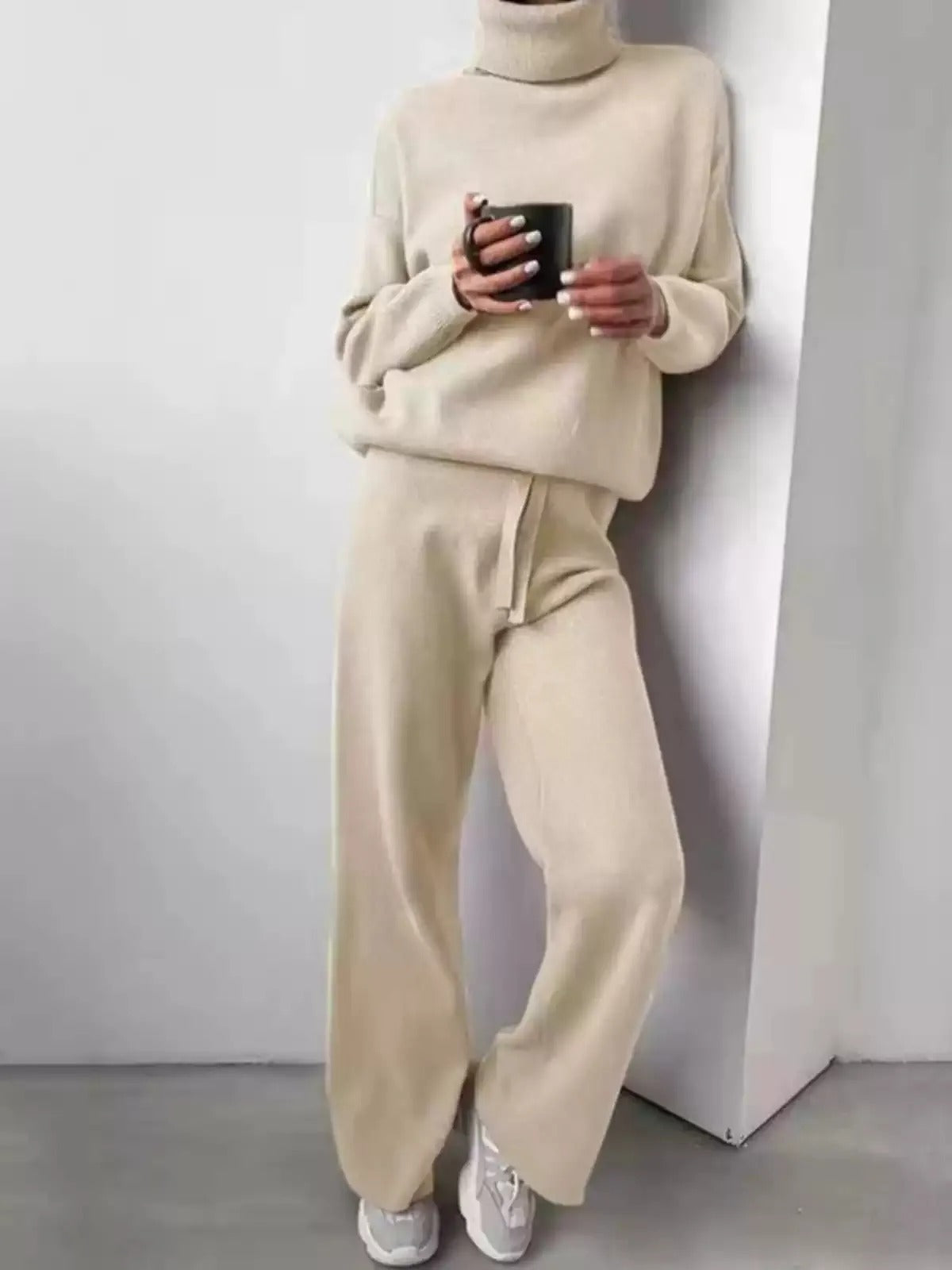 Set două piese lejer cu pulover și pantaloni lărgi | M&R - 1 - Modariox