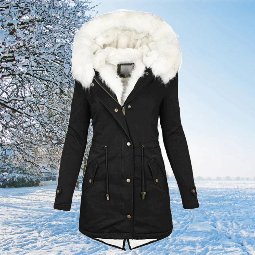 Parka de iarnă damă cu căptușeală pufoasă și glugă elegantă | M&R - 1 - Modariox