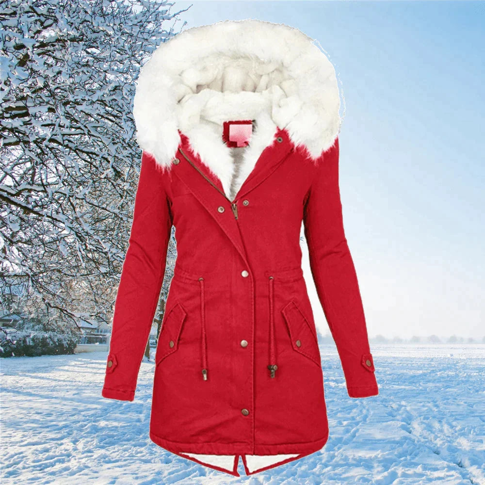 Parka de iarnă damă cu căptușeală pufoasă și glugă elegantă | M&R - 4 - Modariox