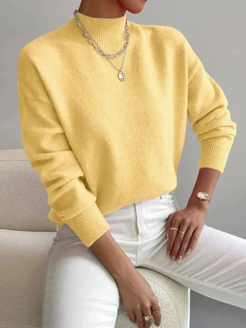 Pulover damă cu guler înalt, tricot moale și croială lejeră | M&R - 3 - Modariox