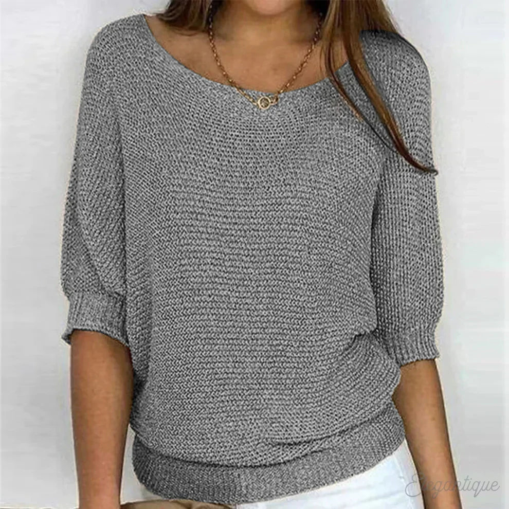 Pulover damă cu croi lejer și decolteu amplu - 7 - Modariox